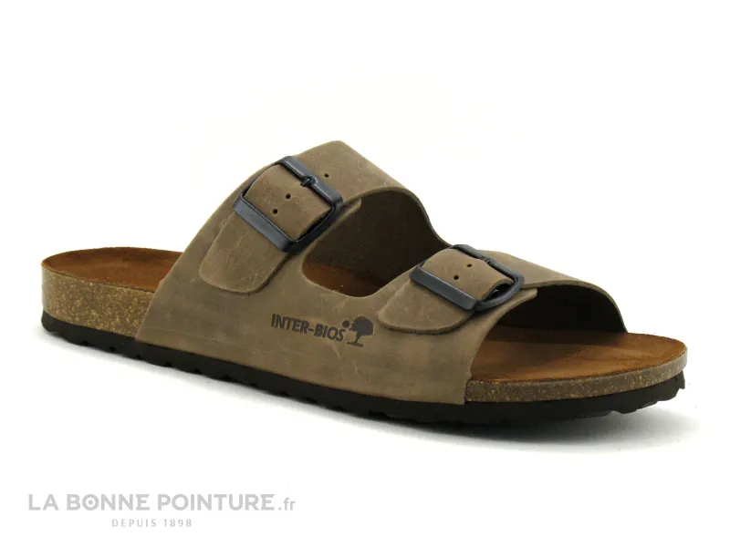 Achat chaussures Inter-bios Homme Mule Sabot et Tong, vente Inter Bios 9560 pardo - Mule reglable Homme cuir beige