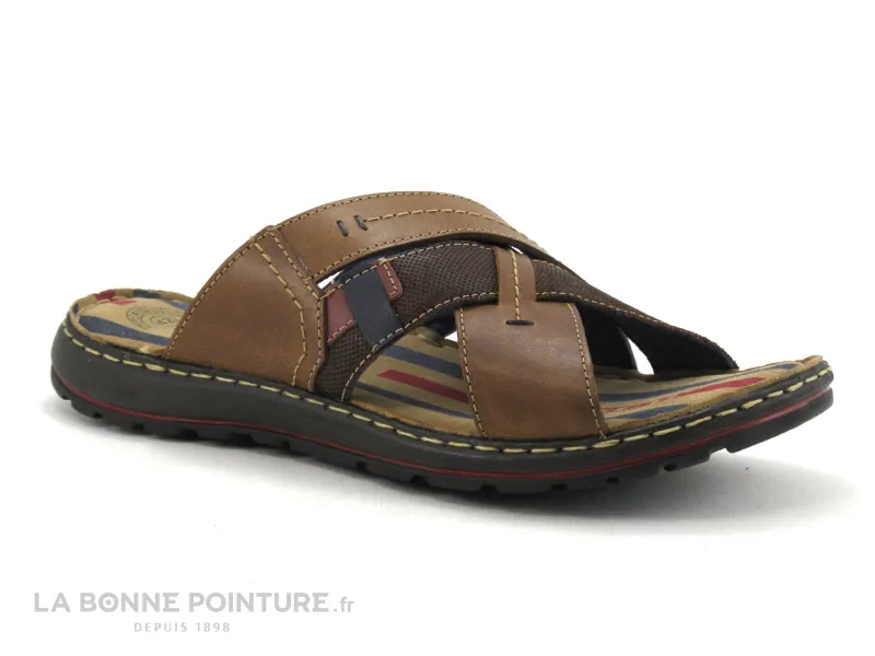 Achat chaussures Moran's Homme Mule Sabot et Tong, vente Morans TIAGOLA - Cognac - Mule Homme cuir marron - Brides croisees