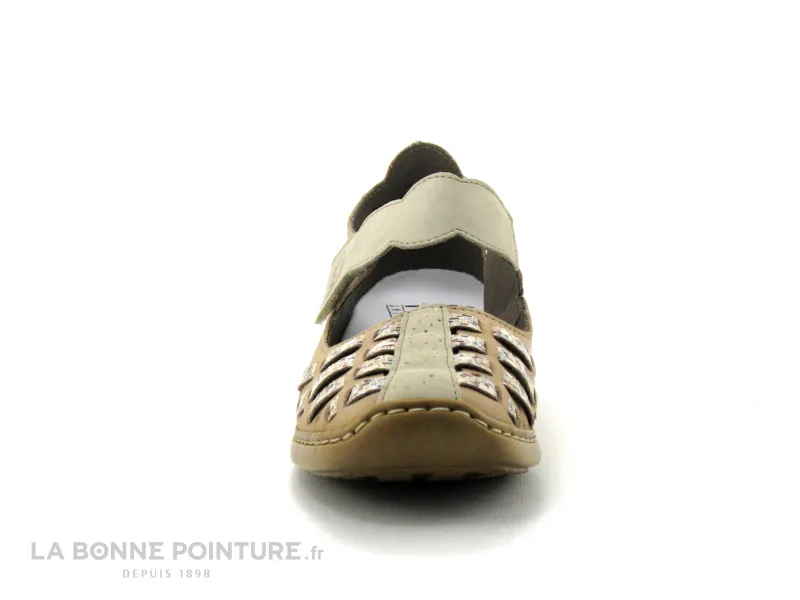 Achat chaussures Rieker Femme Chaussure aérée, vente Rieker 41369-60 Beige - Chaussure Femme avec bride velcro