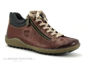 Achat chaussures Rieker Femme Chaussure montante, vente Rieker 53716-27 - Bordeaux Noir - Chaussure Femme lacet et zip