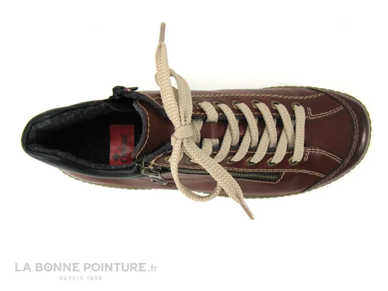 Achat chaussures Rieker Femme Chaussure montante, vente Rieker 53716-27 - Bordeaux Noir - Chaussure Femme lacet et zip