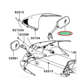 Achat retroviseur droit zx6r 560010085  KAWASAKI  MOTOSHOP 35
