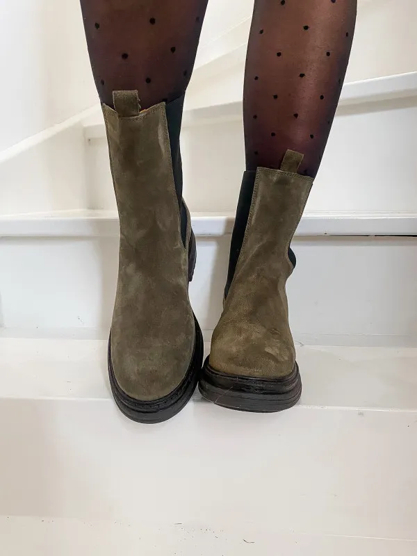 Aliwell - Bottines KIRA Velours Kaki