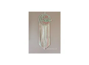 Attrape rêves personnalisable prenom, corail, vert d'eau et lin