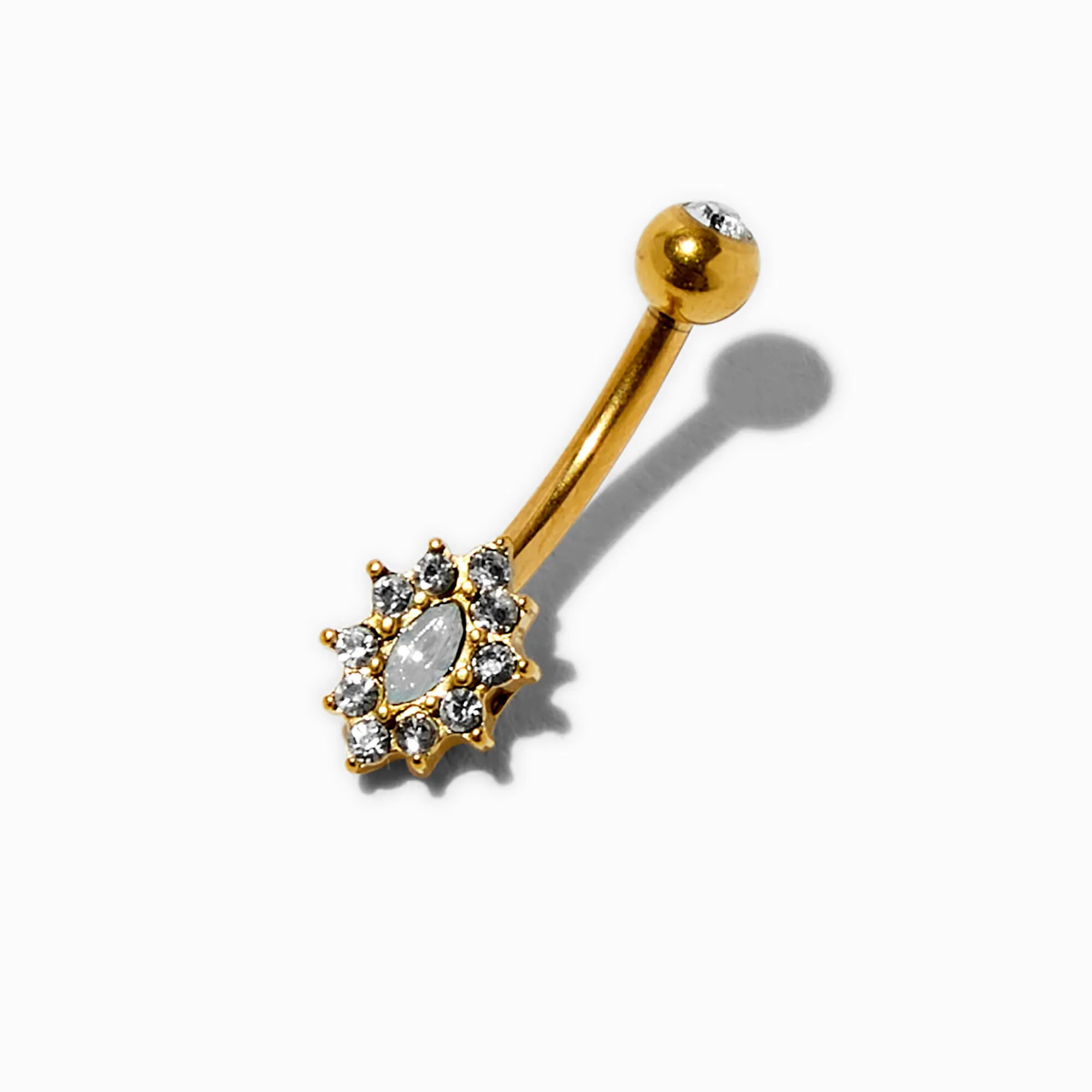 Barre de nombril 1,6 mm mini fleur en titane couleur dorée