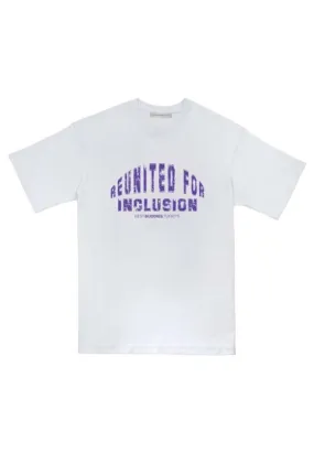 Best Buddies x Dogo Unisex Vegan Blanc T-Shirt - Reunited for Inclusion Motif