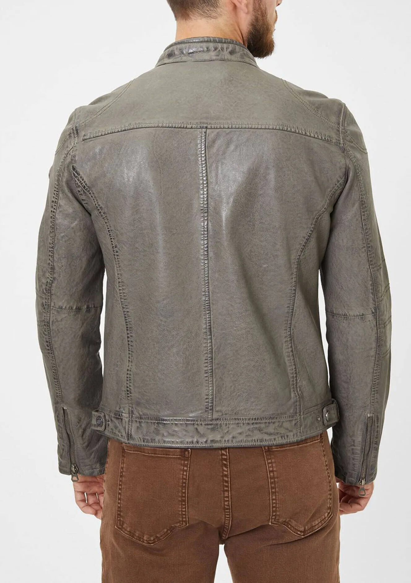 Blouson cuir motard gris
