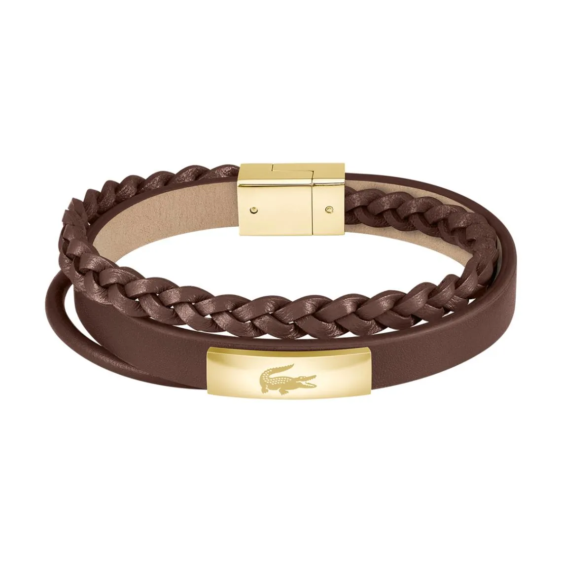 Bracelet Homme Lacoste Fusion - 2040317 Cuir Marron, Doré  | 3 Suisses