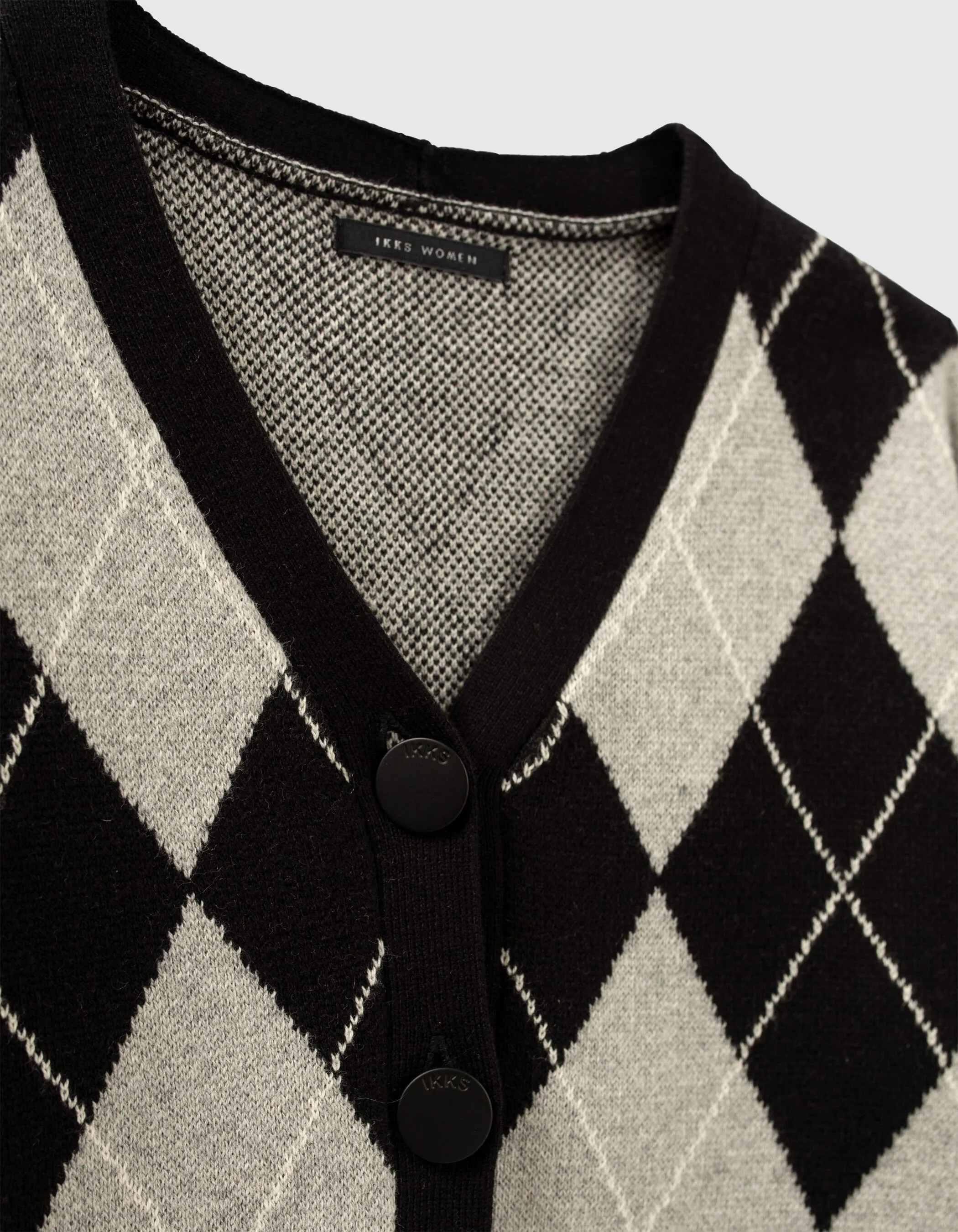 Cardigan noir tricot motif Argyle fille
