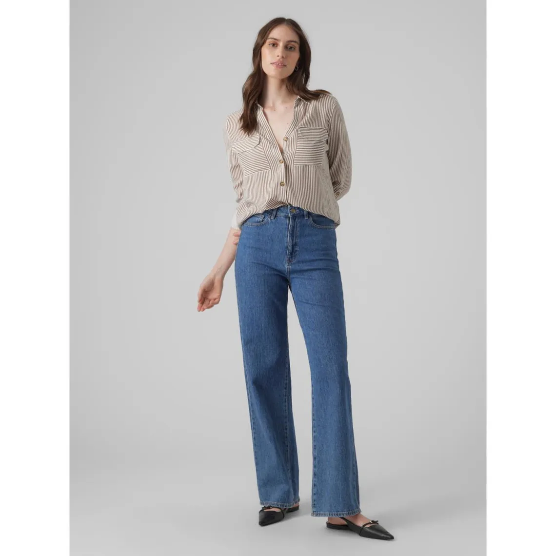 Chemise à manches avec revers - Marron en viscose | 3 Suisses