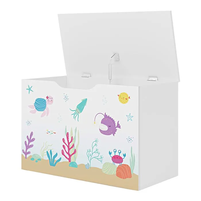 Coffre de rangement Oleiros pour enfant 40 x 60 x 30 cm blanc