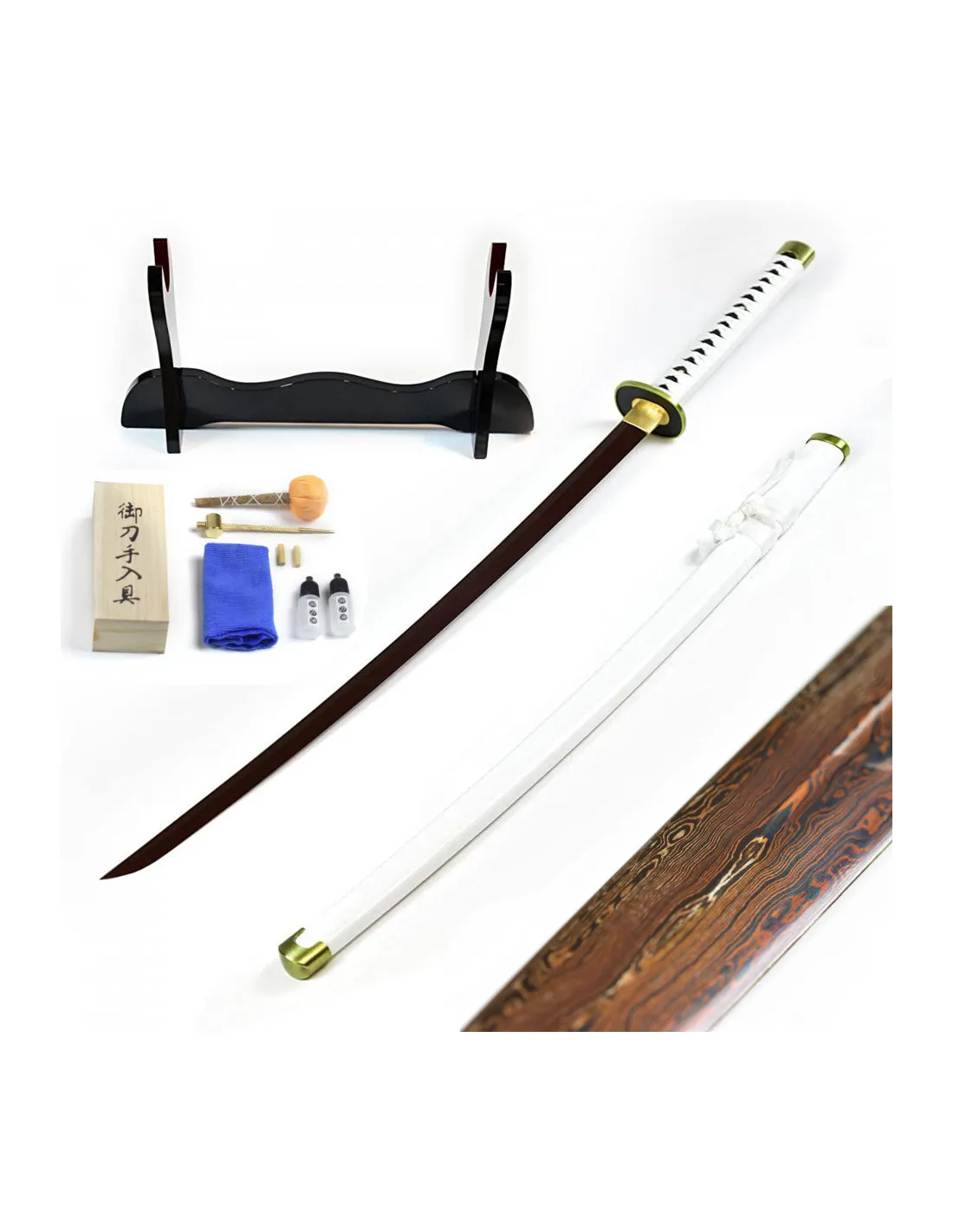 Ensemble de katana forgés à la main Wado Ichi Monji Zoro One Piece, Blood