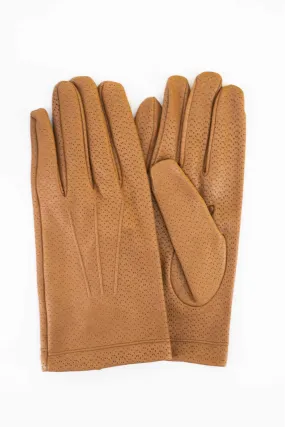 Gants en cuir camel ajouré, Caridei - GANTS 109/12 Camel | Cesare Nori