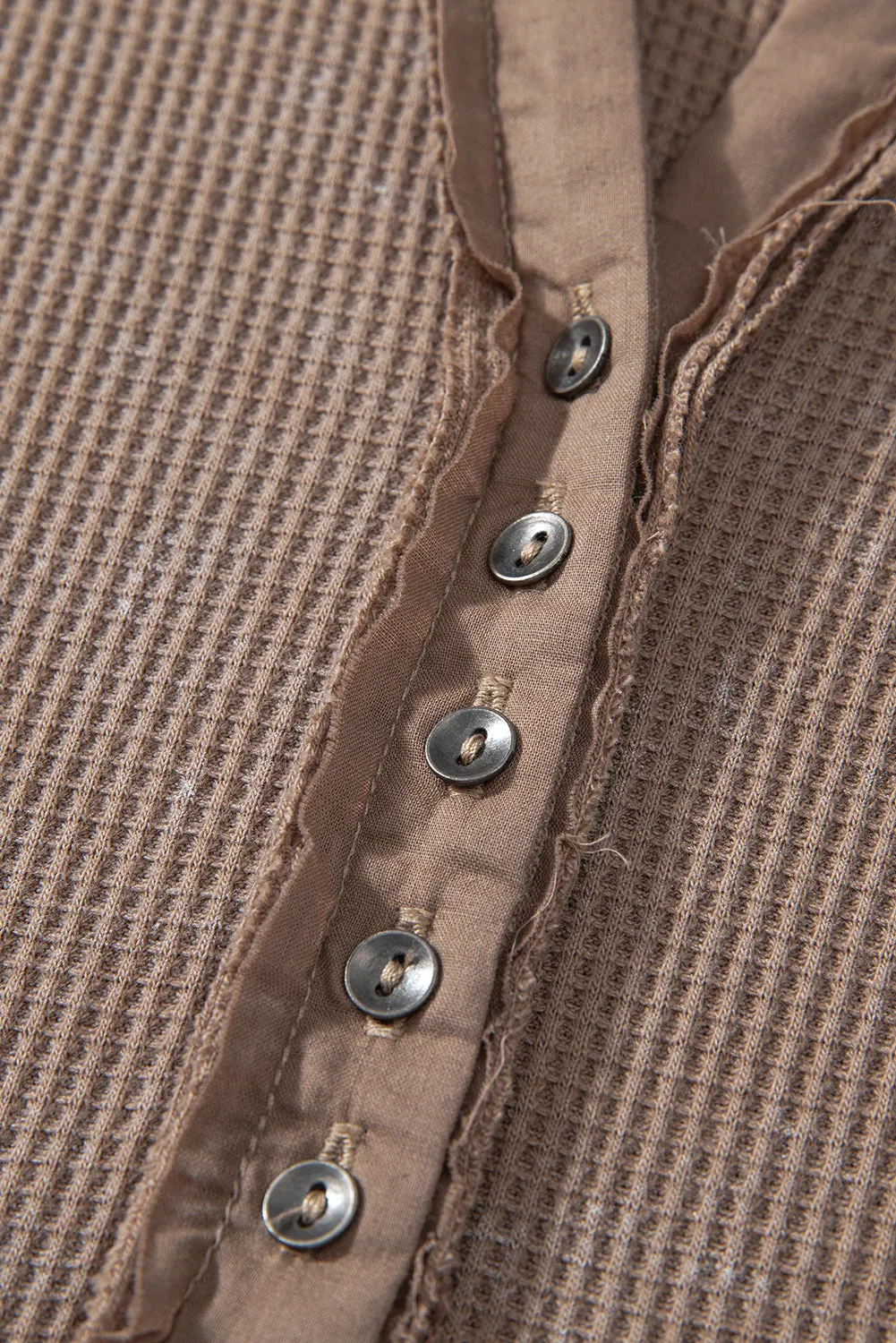 Haut à manches longues en tricot gaufré délavé à l'acide café
