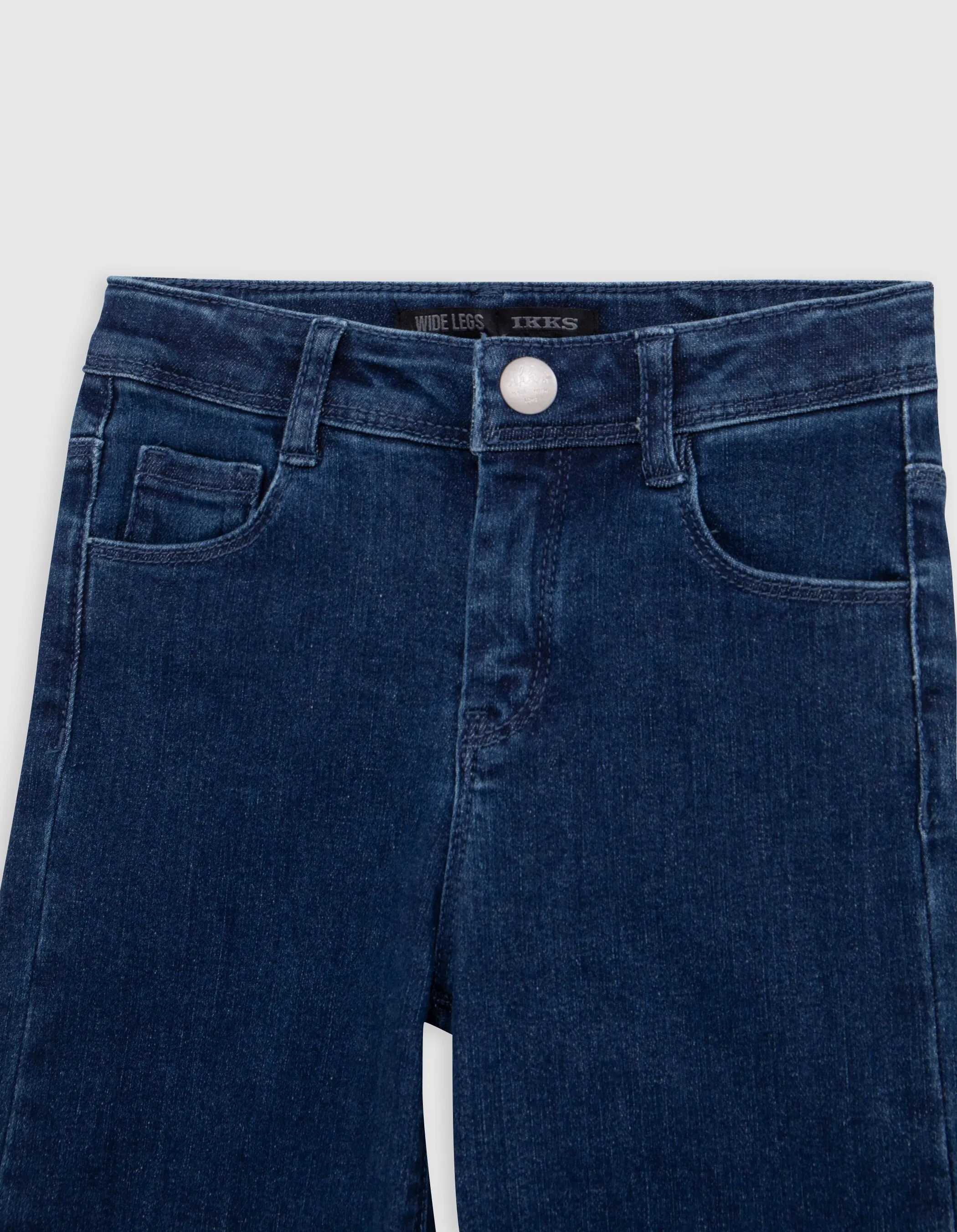 Jean WIDE LEG bleu à revers fixes frangés fille