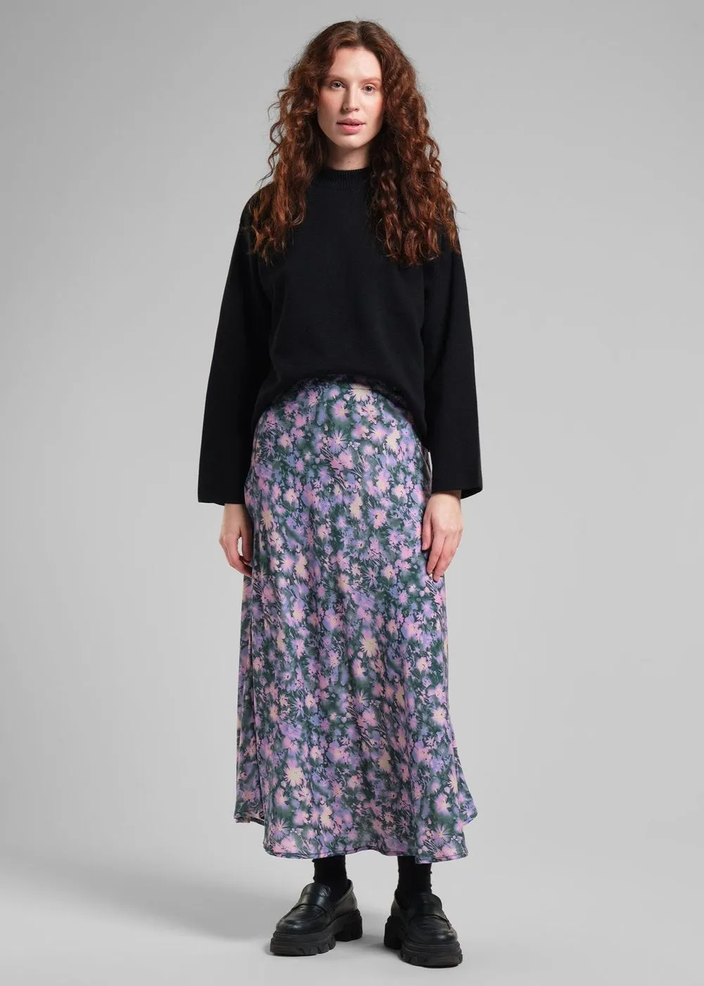 Jupe en lyocell | fleurie "skirt mellby blurred flowers purple" femme
