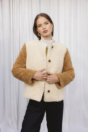 Manteau Dorène beige et camel