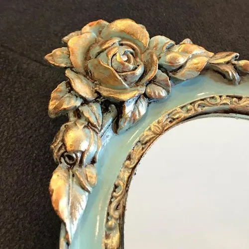 Moule silicone miroir à main 42cm cadre photo déco feuille fleur roses pour plâtre cire savon fimo argile polyester k852 6g1200h