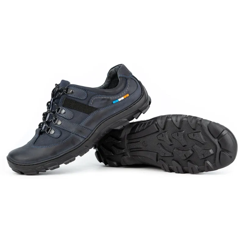 Olivier Chaussures trekking cuir homme 213GT bleu marine