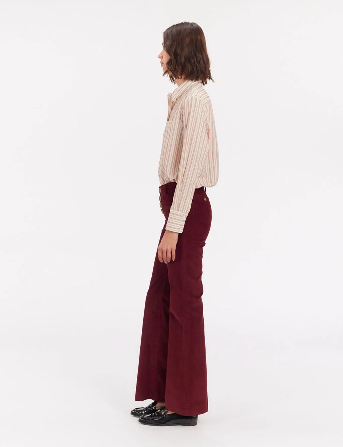 Pantalon Charlotte velours prune