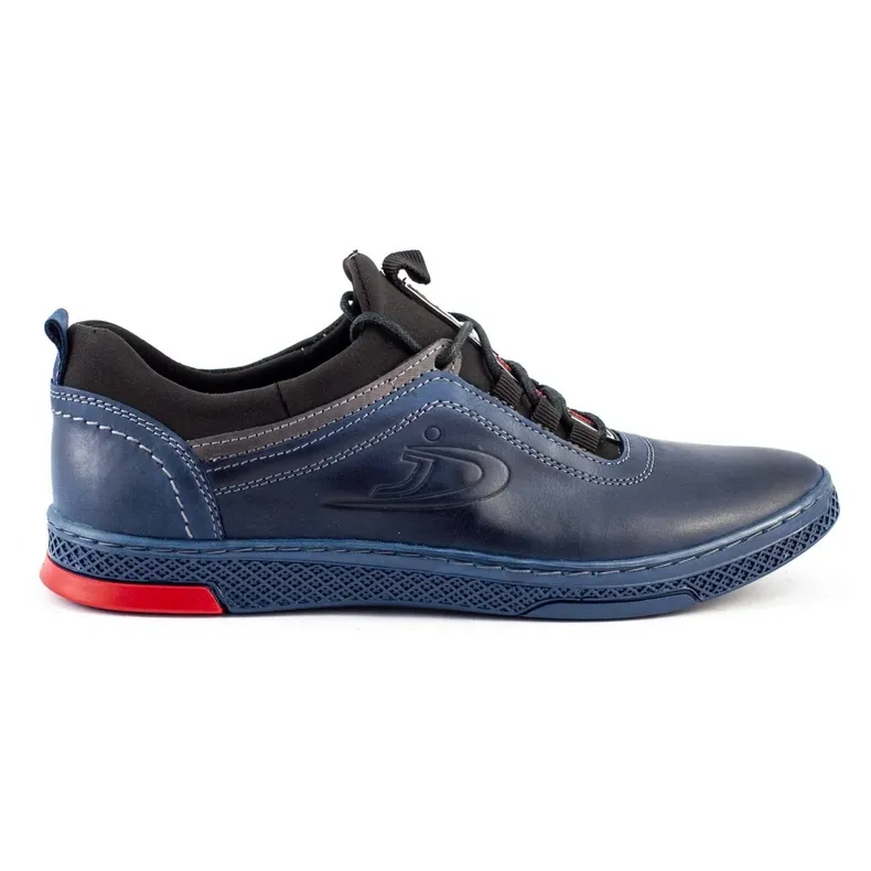 Polbut Chaussures casual homme en cuir K24 bleu marine