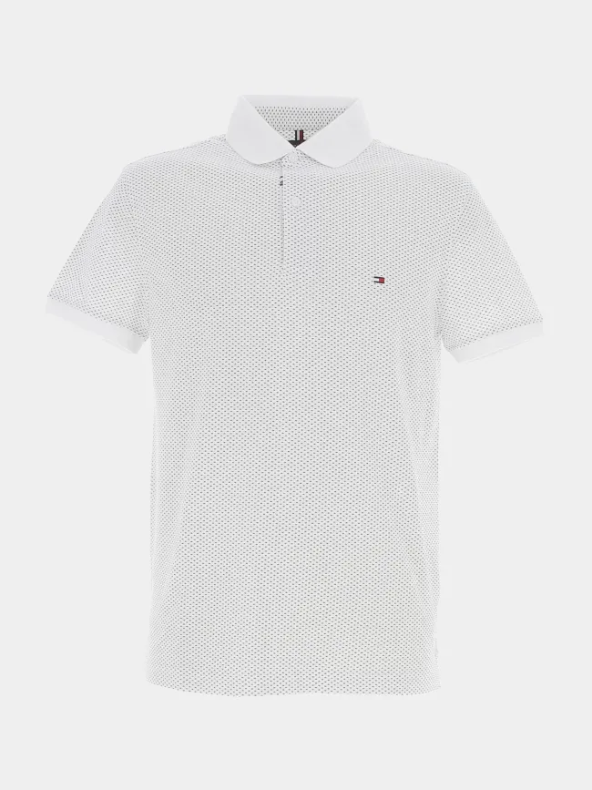 Polo micro print blanc homme - Tommy Hilfiger | wimod