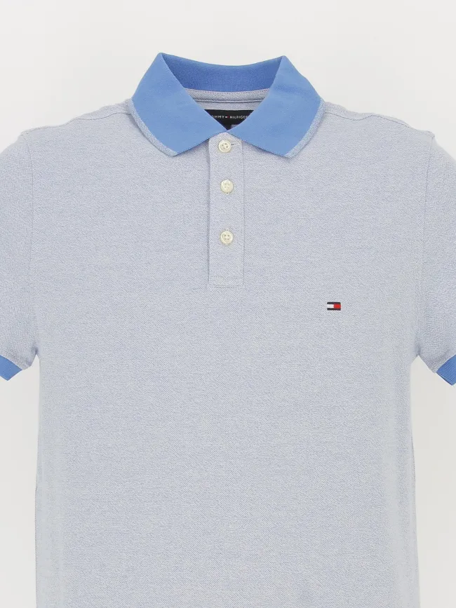 Polo slim mouline bleu clair chiné homme - Tommy Hilfiger | wimod
