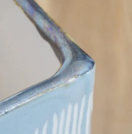 Pot en céramique carré bleu et blanc