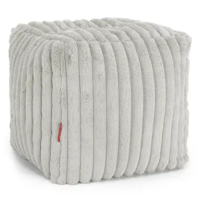 Pouf Repose-pieds Cube - Velours Ctelé Ultra Pelucheux Vert Sauge