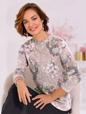 Pull tricot fin imprimé