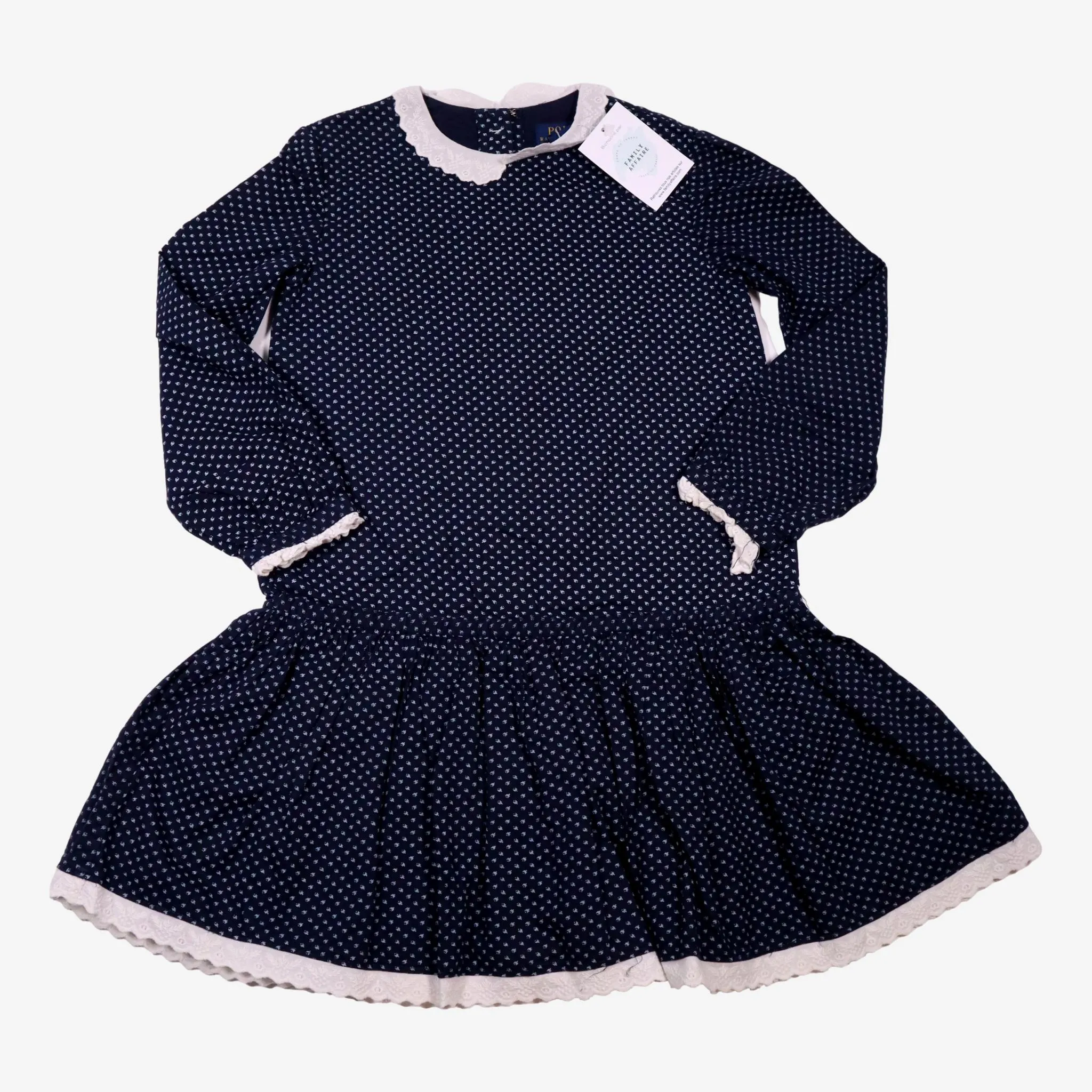 RALPH LAUREN 6 ans Robe bleu marine à col blanc
