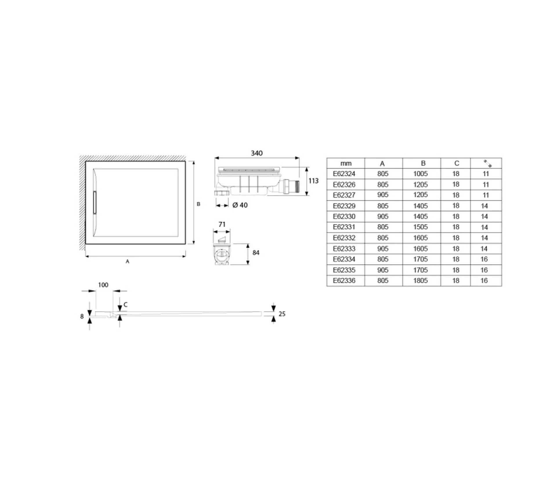 Receveur De Douche Antidérapant 120 X 80 Jacob Delafon Flight Pure Rectangle Blanc