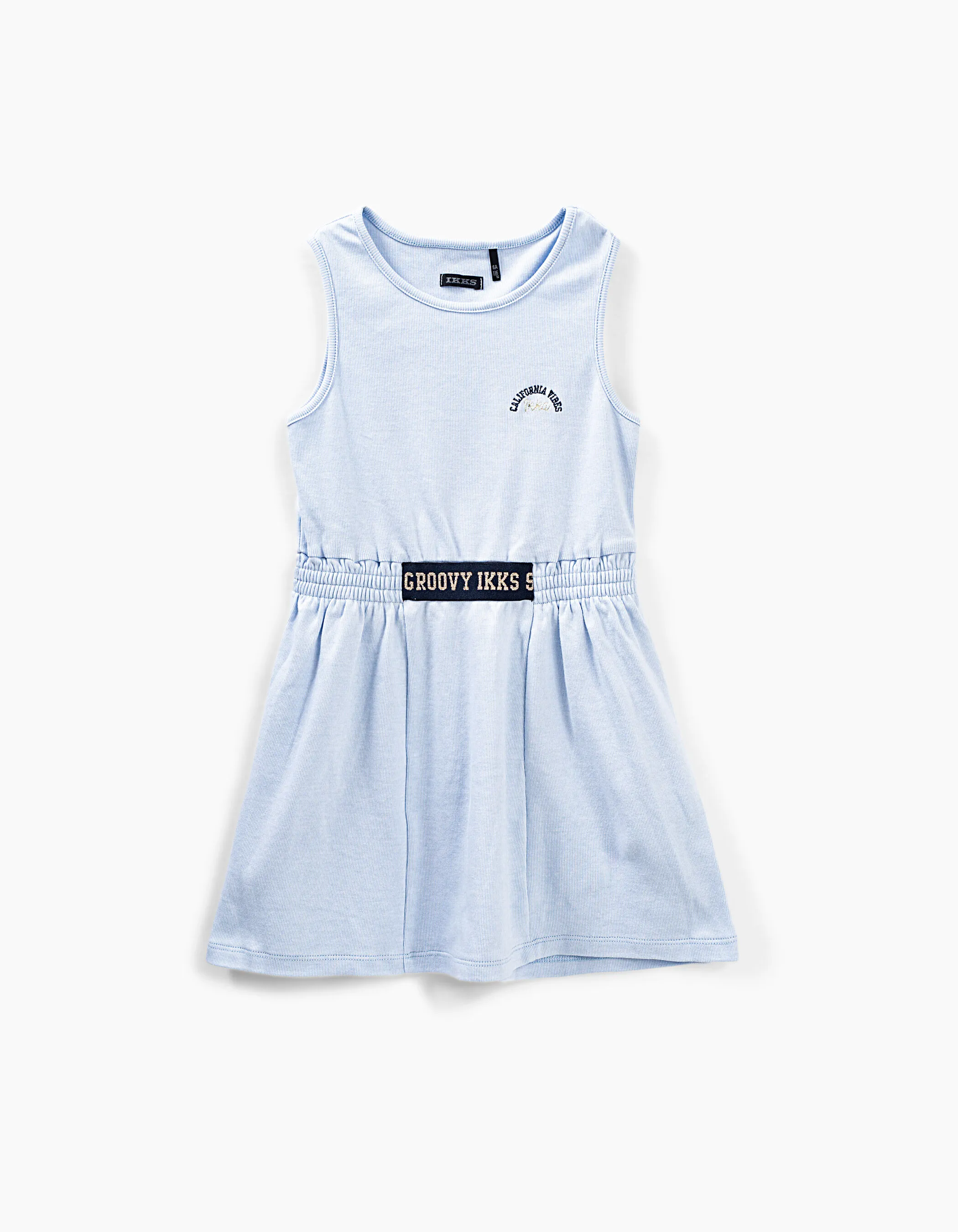 Robe bleu ciel à fines côtes fille
