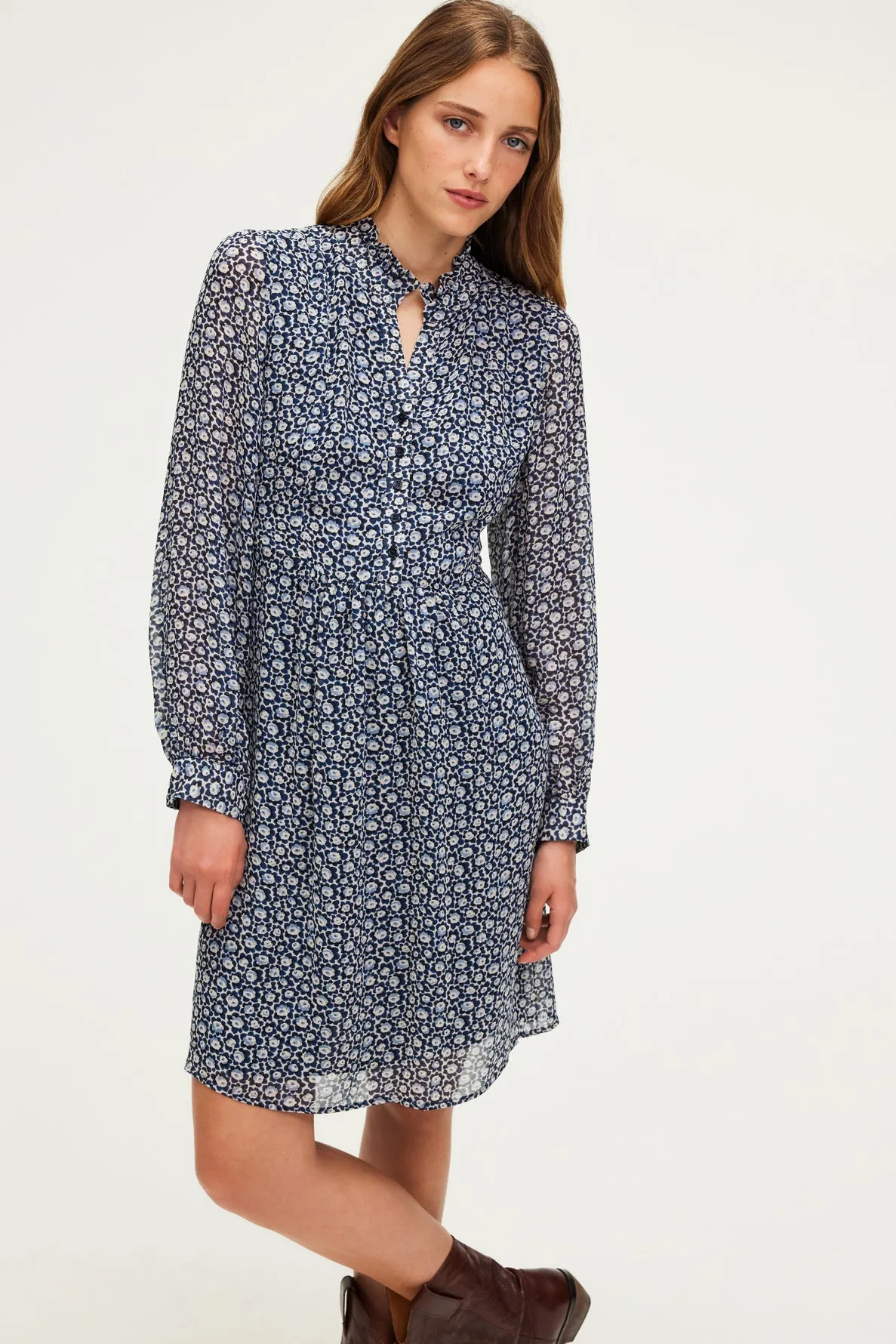 Robe courte imprimé floral bicolore - SHANA