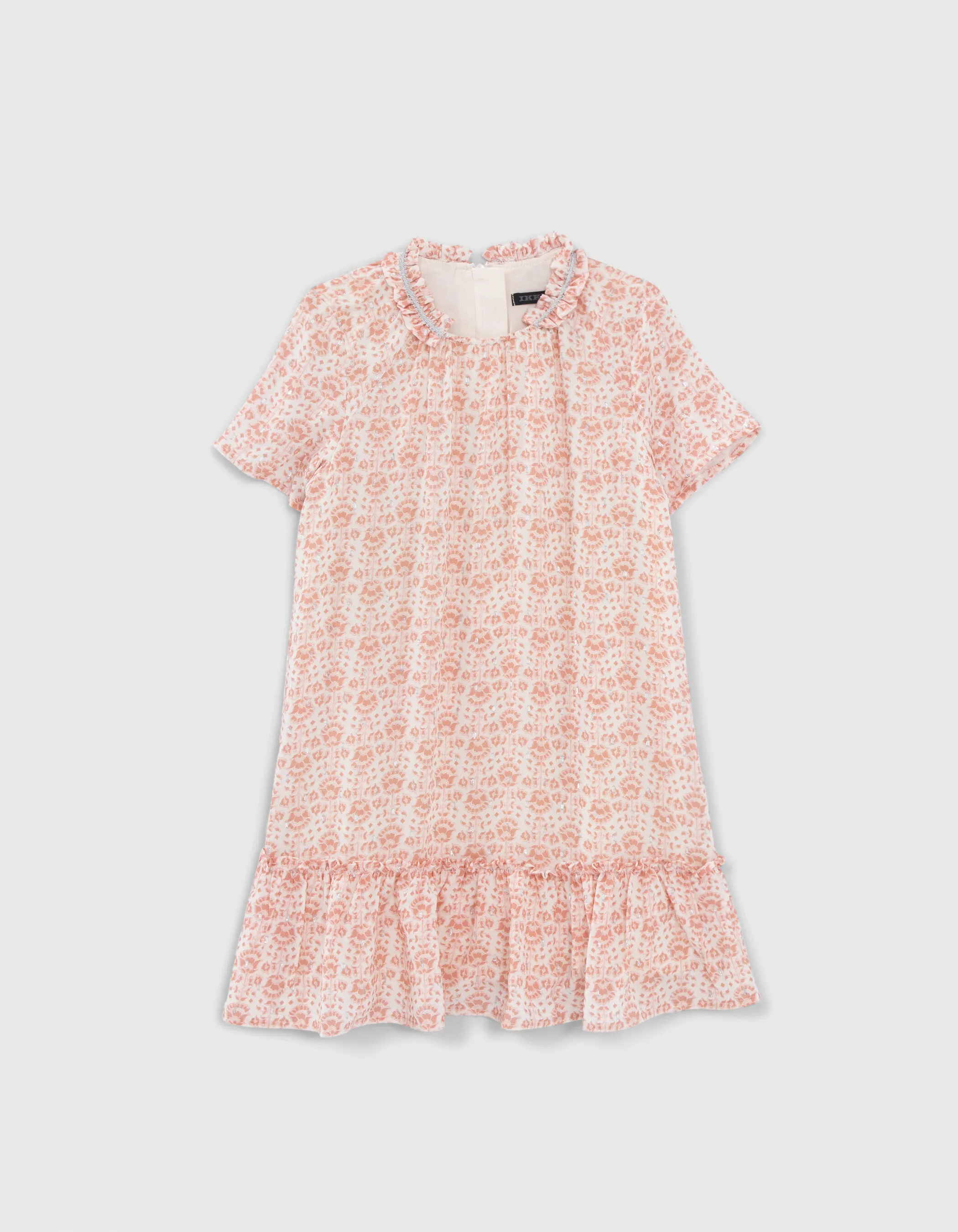 Robe écrue imprimé fleuri et fils argent fille