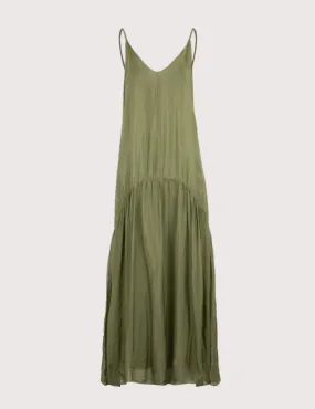 Robe Longue Fines Bretelles Kaki