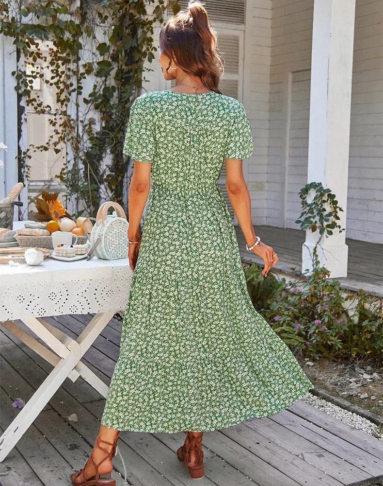 Robe Longue Fleurie Cintrée