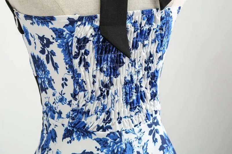 Robe Vintage Années 90 Fleurs Bleues
