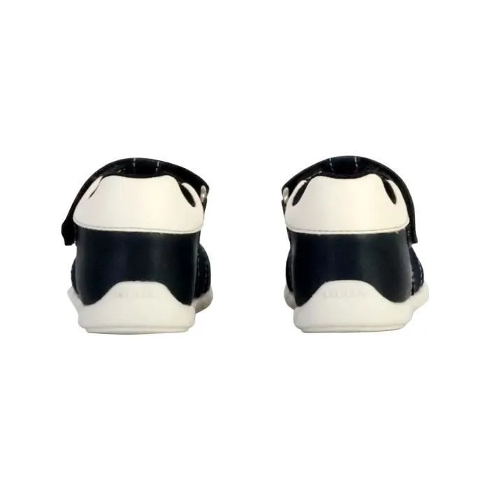 Sandale Cuir Geox Elthan - Navy-Blanc - Enfant - Scratch - Plat