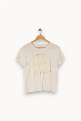 T-shirt blanc avec inscriptions - Taille S/36
