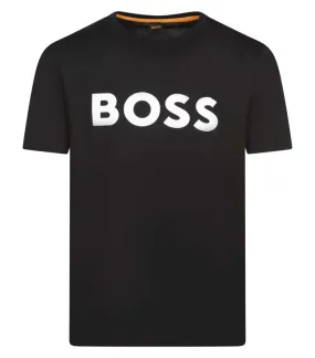 T-shirt Boss en coton noir avec manches courtes et col rond 