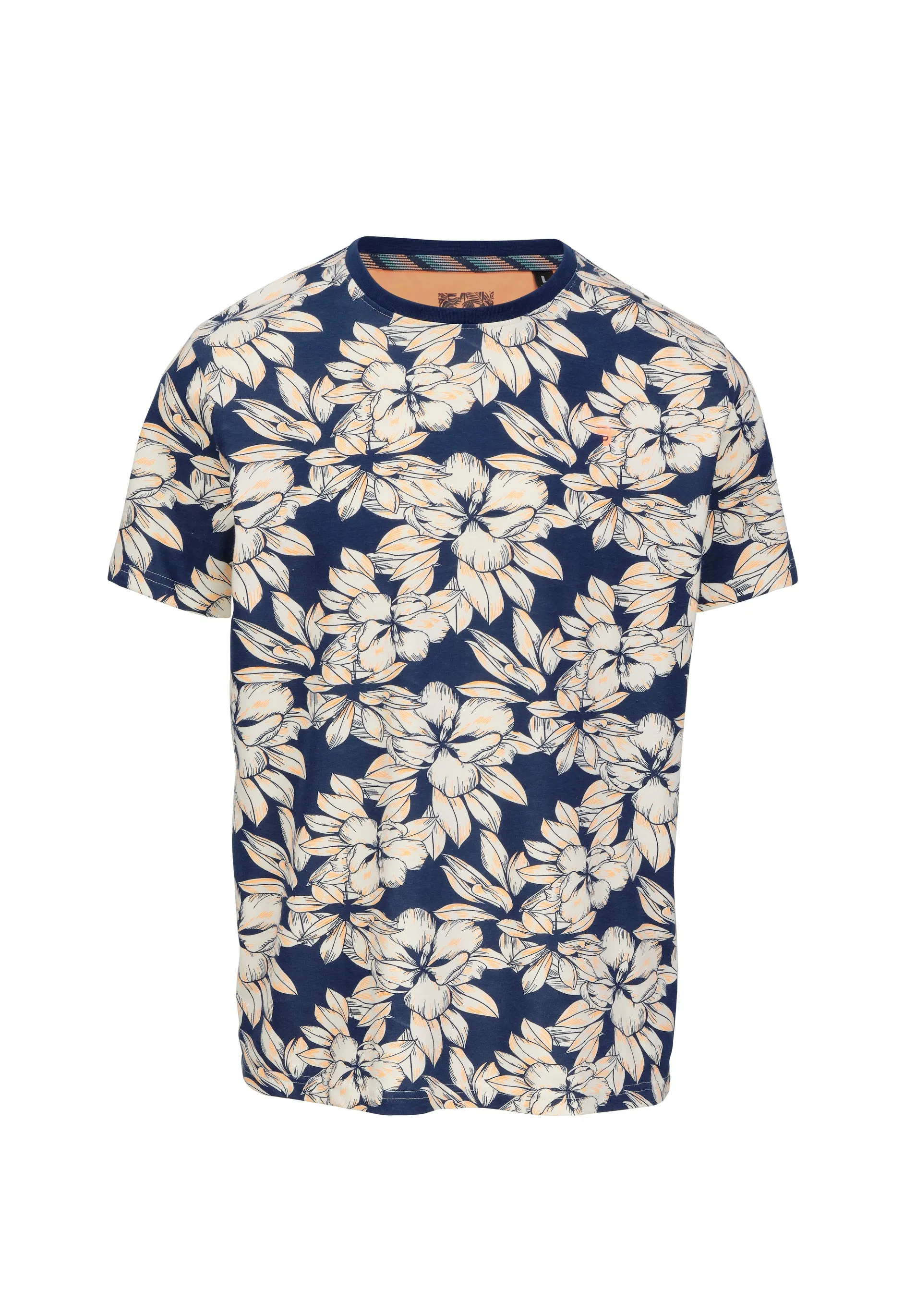 T-shirt homme bleu et grosses fleurs