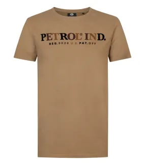 T-shirt Petrol Industries coton avec manches courtes et col rond  taupe