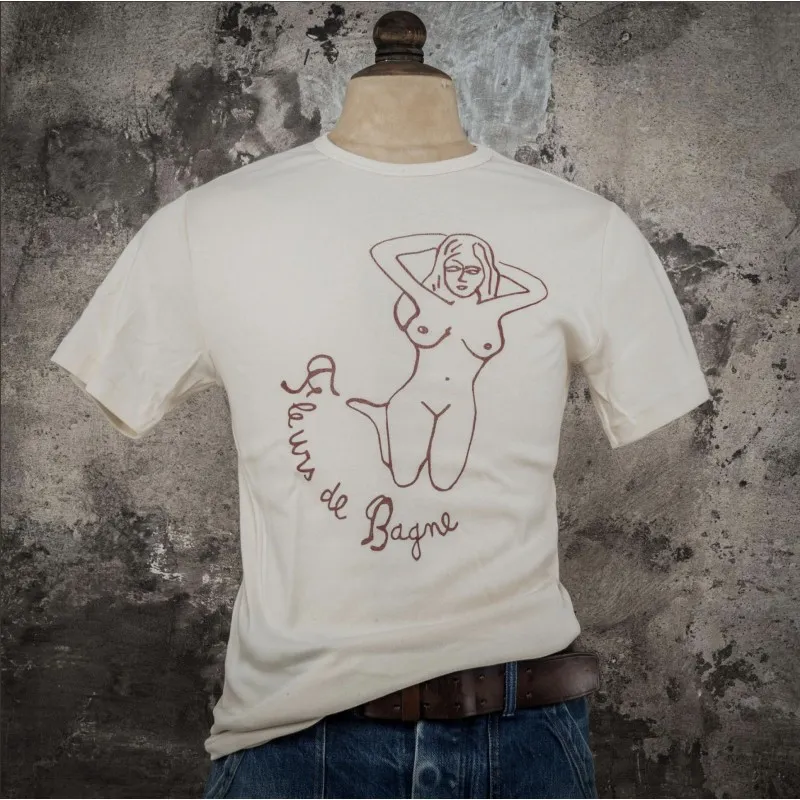 T-Shirt tubulaire coton écru "Femme Nue" - Fleurs de Bagne