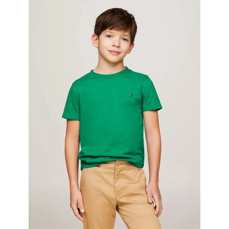 T-shirt uni essential vert garçon - Tommy Hilfiger | wimod