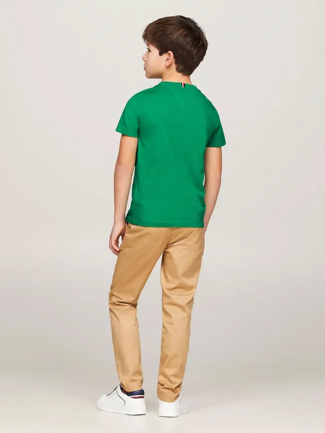 T-shirt uni essential vert garçon - Tommy Hilfiger | wimod