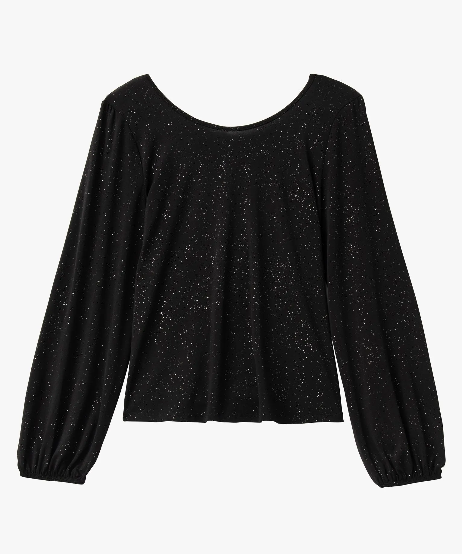 Tee-shirt à manches longues pailleté décolleté dans le dos femme noir