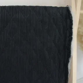 Tissu velours côtelé matelassé losange double face Noir