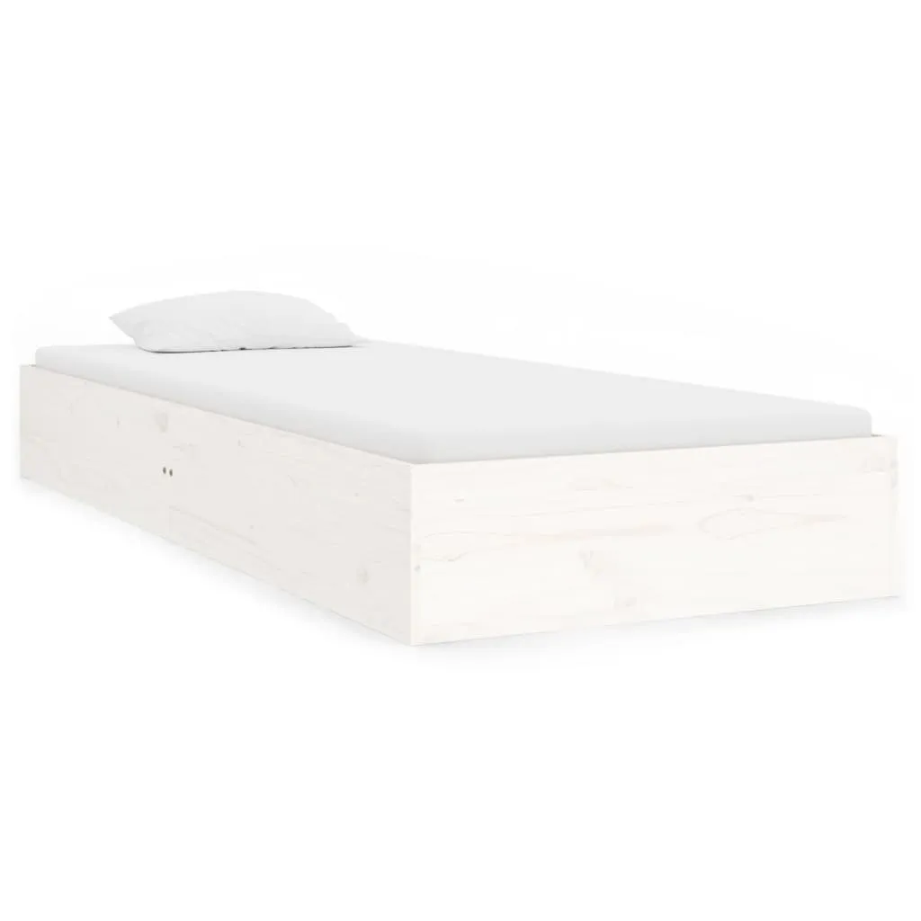 vidaXL Cadre de lit Blanc Bois massif 75x190 cm Petit simple | vidaxl-fr